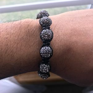 10mm gray crystal pave adjustable bracelet shambal
